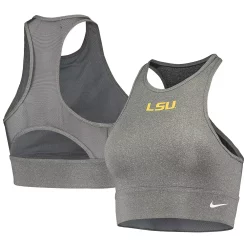 Women's Nike Heathered Charcoal LSU Tigers Everything Performance Sports Bra