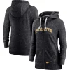 Women's Nike Heathered Black Pittsburgh Pirates Wordmark Gym Vintage Raglan Full-Zip Hoodie