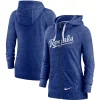 Women's Nike Heathered Royal Kansas City Royals Wordmark Gym Vintage Raglan Full-Zip Hoodie