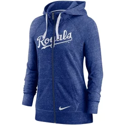 Women's Nike Heathered Royal Kansas City Royals Wordmark Gym Vintage Raglan Full-Zip Hoodie -Nike Clothing store 4995201 ALT2
