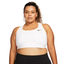 Plus Size Nike Dri-Fit Swoosh Medium-Impact Sports Bra -Nike Clothing store 5005391 White