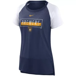 Women's Nike Navy Milwaukee Brewers Team Colors Fashion Performance Tri-Blend Raglan T-Shirt -Nike Clothing store 5008137 ALT2