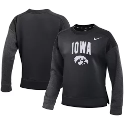 Women's Nike Black/Heathered Charcoal Iowa Hawkeyes Campus Dolman Pullover Sweatshirt