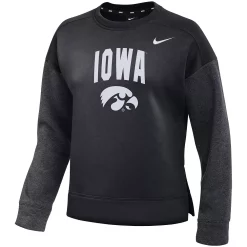 Women's Nike Black/Heathered Charcoal Iowa Hawkeyes Campus Dolman Pullover Sweatshirt -Nike Clothing store 5022199 ALT2