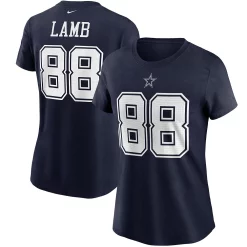 Women's Nike CeeDee Lamb Navy Dallas Cowboys Name & Number T-Shirt