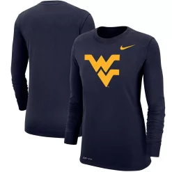Women's Nike Navy West Virginia Mountaineers Logo Performance Long Sleeve T-Shirt