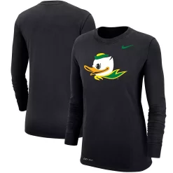 Women's Nike Black Oregon Ducks Logo Performance Long Sleeve T-Shirt