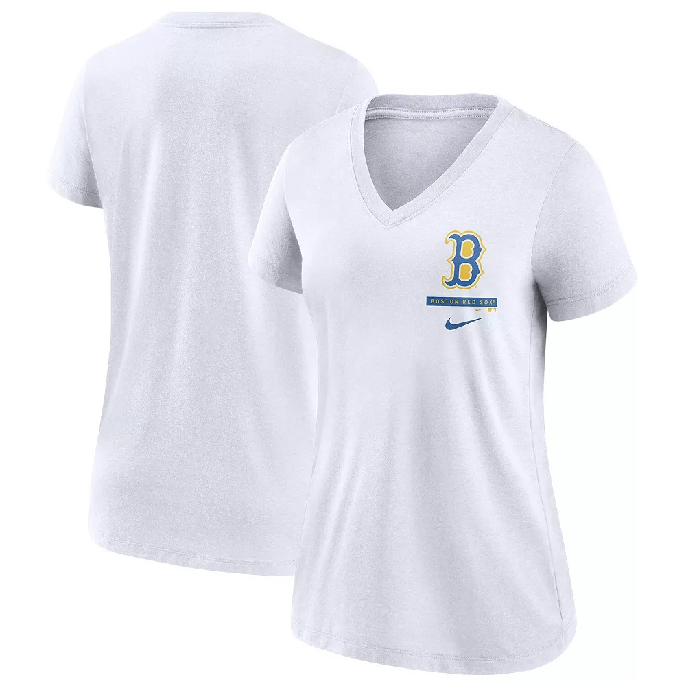 Women's Nike White Boston Red Sox 2021 City Connect Tri-Blend V-Neck T-Shirt 1 Women's Nike White Boston Red Sox 2021 City Connect Tri-Blend V-Neck T-Shirt