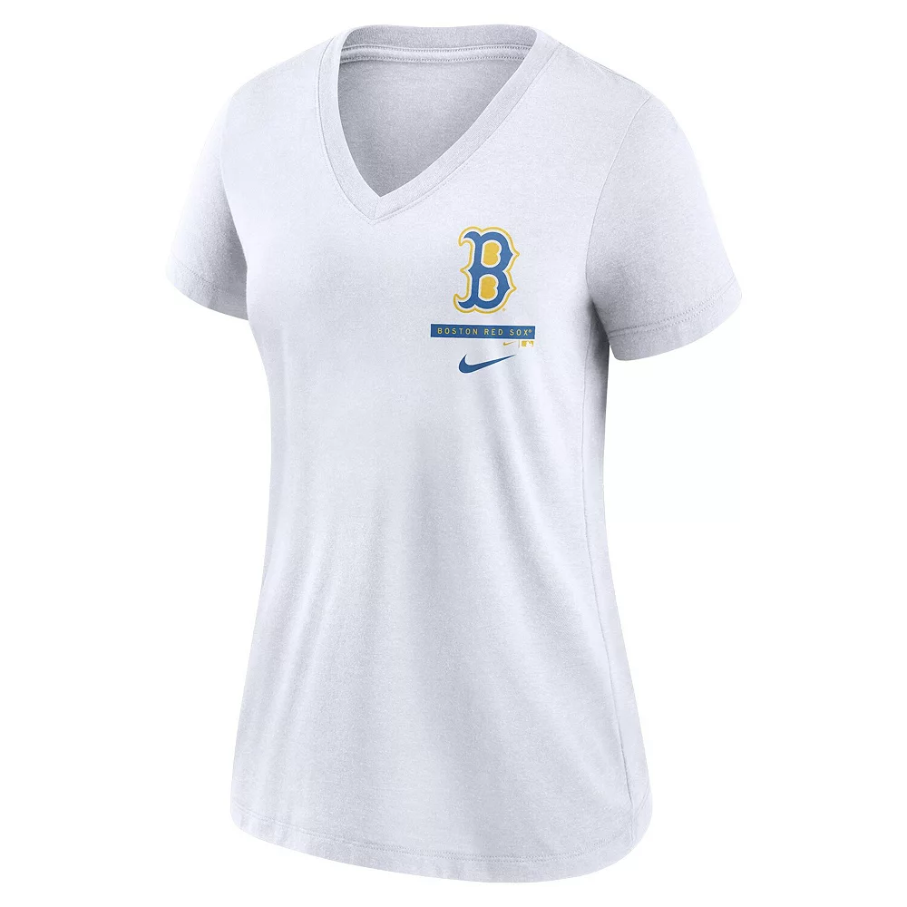 Women's Nike White Boston Red Sox 2021 City Connect Tri-Blend V-Neck T-Shirt 3 Women's Nike White Boston Red Sox 2021 City Connect Tri-Blend V-Neck T-Shirt - Image 3