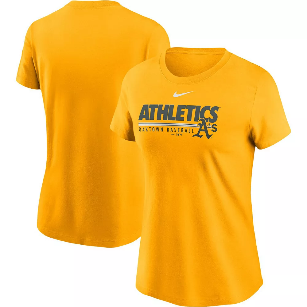 Women's Nike Gold Oakland Athletics Baseball T-Shirt 2 Women's Nike Gold Oakland Athletics Baseball T-Shirt - Image 2