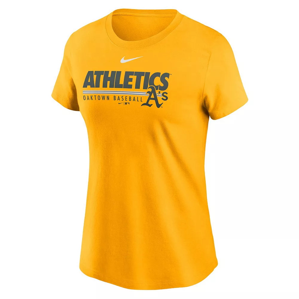Women's Nike Gold Oakland Athletics Baseball T-Shirt 3 Women's Nike Gold Oakland Athletics Baseball T-Shirt - Image 3
