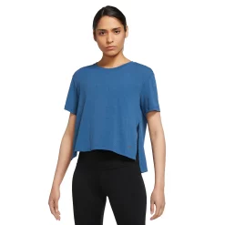Women's Nike Yoga Dri-FIT Top -Nike Clothing store 5159834 Dk Marina Blue