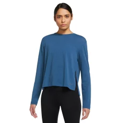 Women's Nike Yoga Dri-FIT Long-Sleeve Top -Nike Clothing store 5160205 Dk Marina Blue