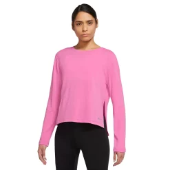 Women's Nike Yoga Dri-FIT Long-Sleeve Top -Nike Clothing store 5160205 Pinksicle
