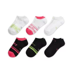 Women's Nike Everyday Lightweight Training No-Show Socks 6-Pack -Nike Clothing store 5192492 Pink Black White