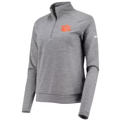 Women's Nike Heathered Gray Clemson Tigers Pacer Raglan Performance Quarter-Zip Jacket -Nike Clothing store 5219073 ALT2
