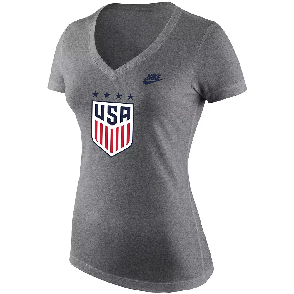 Women's Nike Heathered Gray USWNT Tri-Blend V-Neck Performance T-Shirt 3 Women's Nike Heathered Gray USWNT Tri-Blend V-Neck Performance T-Shirt - Image 3