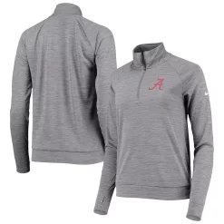 Women's Nike Heathered Gray Alabama Crimson Tide Pacer Raglan Performance Quarter-Zip Jacket