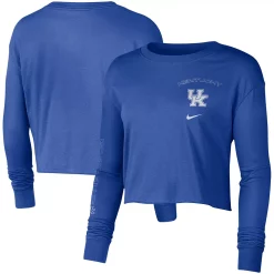 Women's Nike Royal Kentucky Wildcats 2-Hit Cropped Long Sleeve T-Shirt