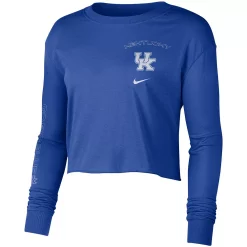 Women's Nike Royal Kentucky Wildcats 2-Hit Cropped Long Sleeve T-Shirt -Nike Clothing store 5248585 ALT2