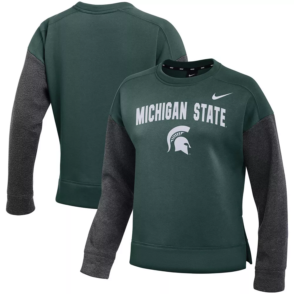 Women's Nike Green/Charcoal Michigan State Spartans Campus Dolman Pullover Sweatshirt 2 Women's Nike Green/Charcoal Michigan State Spartans Campus Dolman Pullover Sweatshirt - Image 2