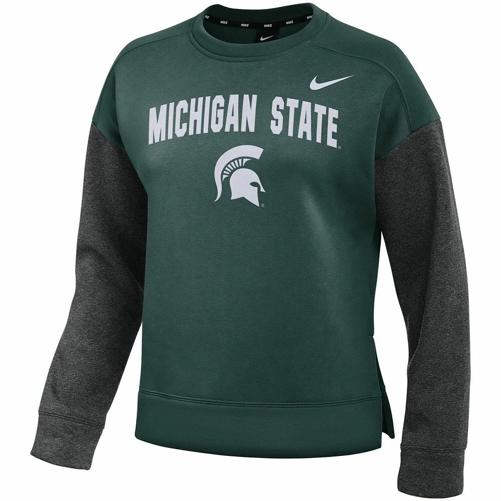 Women's Nike Green/Charcoal Michigan State Spartans Campus Dolman Pullover Sweatshirt 3 Women's Nike Green/Charcoal Michigan State Spartans Campus Dolman Pullover Sweatshirt - Image 3