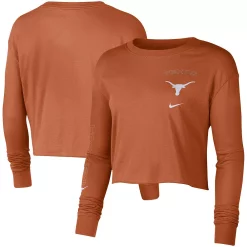 Women's Nike Texas Orange Texas Longhorns 2-Hit Cropped Long Sleeve T-Shirt