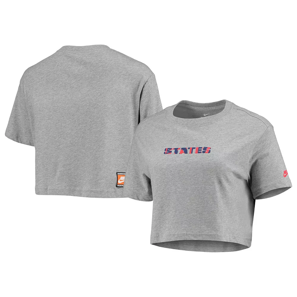 Women's Nike Gray US Soccer Voice Crop Top 2 Women's Nike Gray US Soccer Voice Crop Top - Image 2