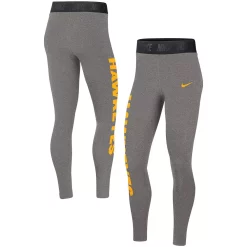 Women's Nike Heathered Gray Iowa Hawkeyes High-Waisted Leggings