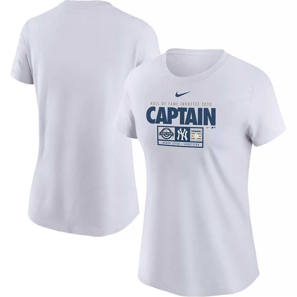 Women's Nike Derek Jeter White New York Yankees 2020 MLB Hall of Fame Inductee Captain T-Shirt 1 Women's Nike Derek Jeter White New York Yankees 2020 MLB Hall of Fame Inductee Captain T-Shirt