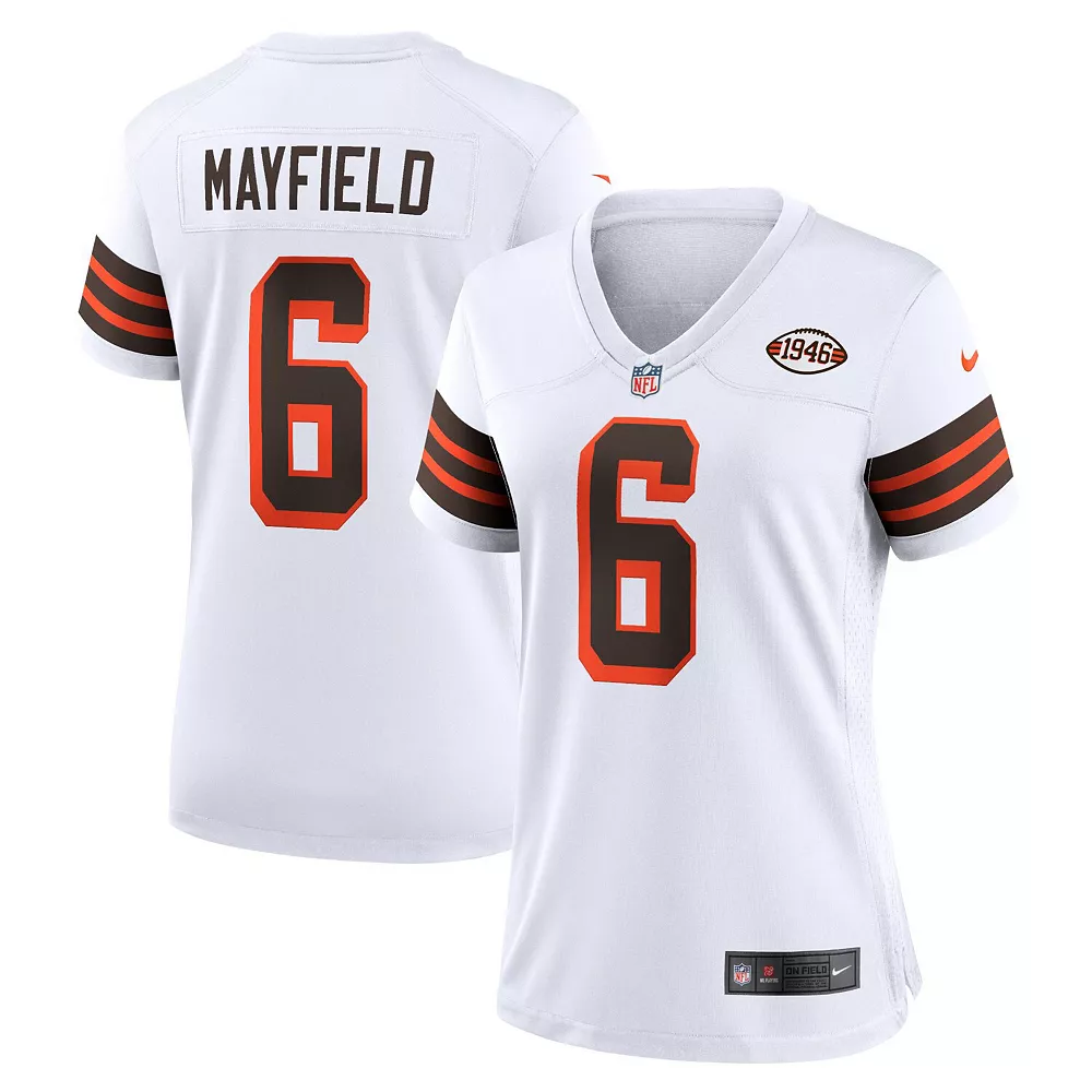 Women's Nike Baker Mayfield White Cleveland Browns 1946 Collection Alternate Game Jersey 1 Women's Nike Baker Mayfield White Cleveland Browns 1946 Collection Alternate Game Jersey
