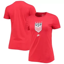 Women's Nike Red USWNT Evergreen Crest Logo T-Shirt