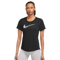 Women's Nike Swoosh Run Running Tee 12 Women's Nike Swoosh Run Running Tee -Nike Clothing store 5291344 Black White