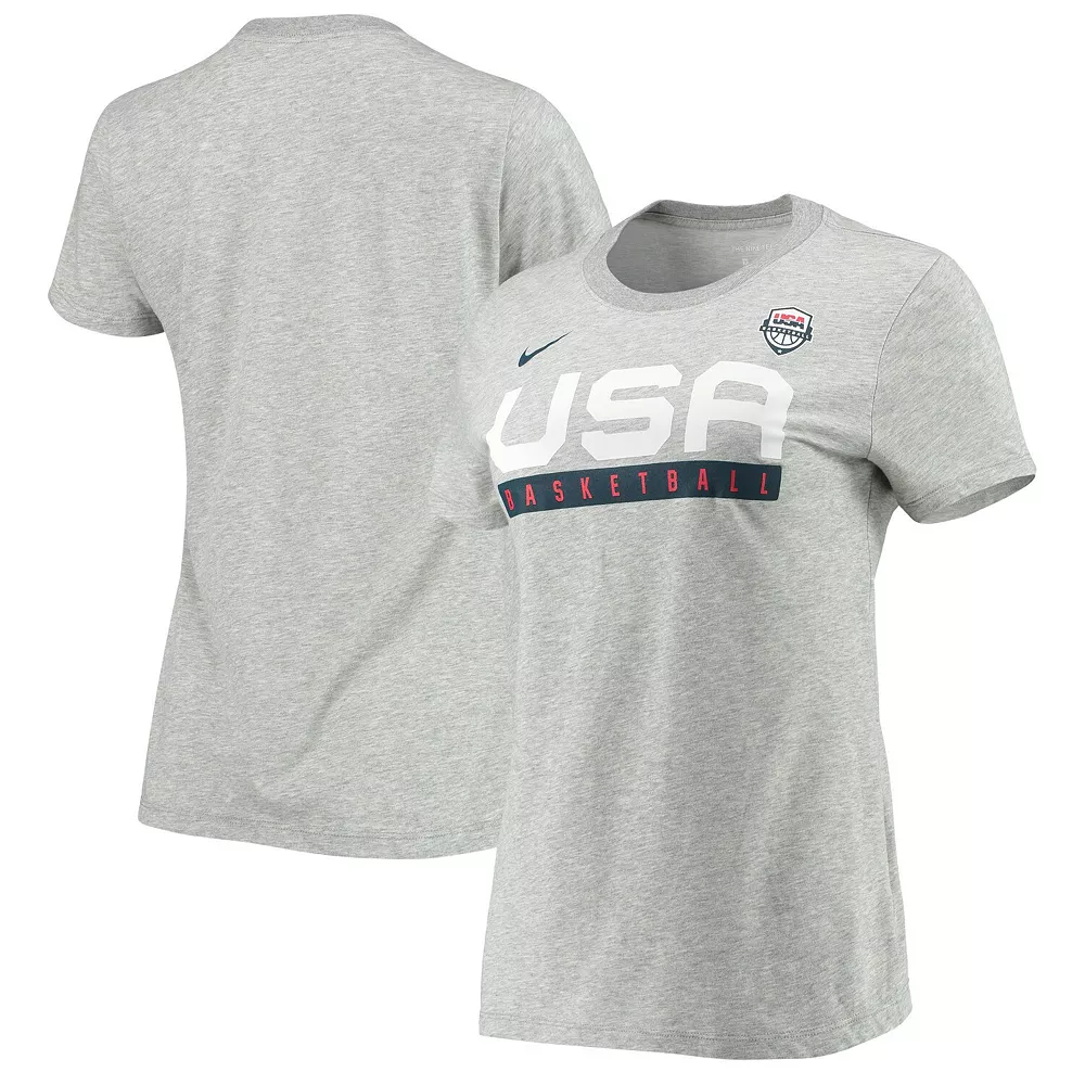 Women's Nike Heathered Gray USA Basketball Performance T-Shirt 2 Women's Nike Heathered Gray USA Basketball Performance T-Shirt - Image 2