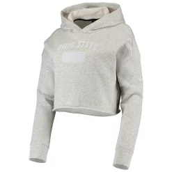 Women's Nike Heathered Gray Ohio State Buckeyes Story Cropped Pullover Hoodie -Nike Clothing store 5368525 ALT2