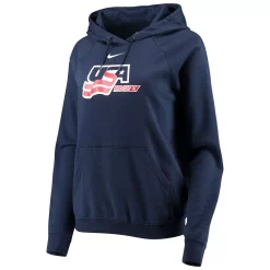 Women's Nike Navy US Hockey Primary Varsity Tri-Blend Pullover Hoodie -Nike Clothing store 5372232 ALT2