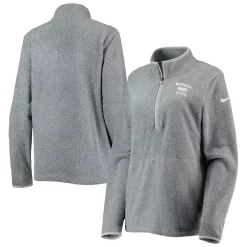 Women's Nike Gray Michigan State Spartans Teddy Bear Fleece Half-Zip Jacket