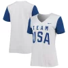 Women's Nike White/Royal Team USA Performance Cotton Slub Colorblock V-Neck T-Shirt