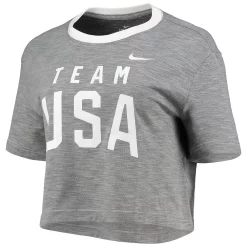 Women's Nike Heathered Gray Team USA Slub Performance Cropped T-Shirt -Nike Clothing store 5380438 ALT2