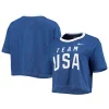 Women's Nike Heathered Royal Team USA Slub Performance Cropped T-Shirt