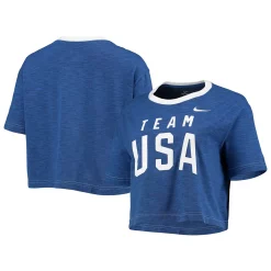 Women's Nike Heathered Royal Team USA Slub Performance Cropped T-Shirt
