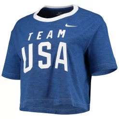 Women's Nike Heathered Royal Team USA Slub Performance Cropped T-Shirt -Nike Clothing store 5381294 ALT2