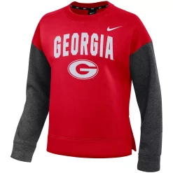 Women's Nike Red/Charcoal Georgia Bulldogs Campus Dolman Pullover Sweatshirt -Nike Clothing store 5385275 ALT2
