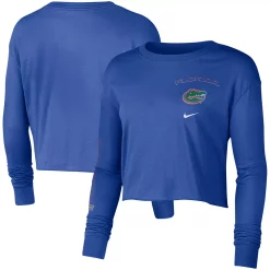 Women's Nike Royal Florida Gators 2-Hit Cropped Long Sleeve T-Shirt