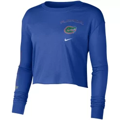 Women's Nike Royal Florida Gators 2-Hit Cropped Long Sleeve T-Shirt -Nike Clothing store 5385628 ALT2