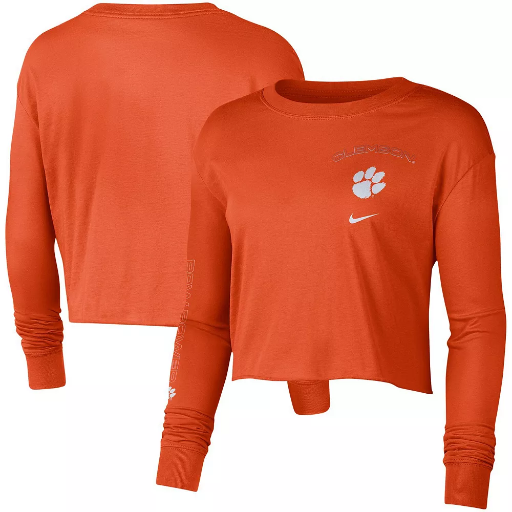 Women's Nike Orange Clemson Tigers 2-Hit Cropped Long Sleeve T-Shirt 2 Women's Nike Orange Clemson Tigers 2-Hit Cropped Long Sleeve T-Shirt - Image 2