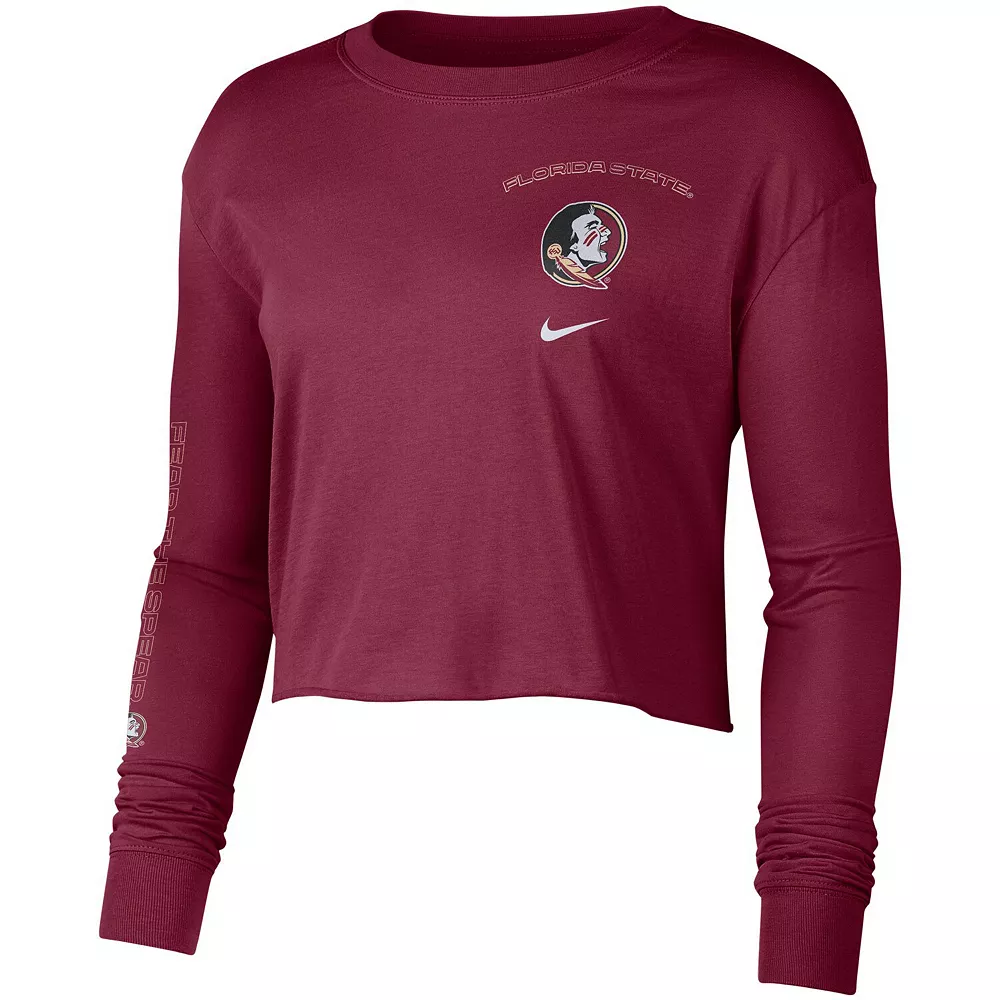 Women's Nike Garnet Florida State Seminoles 2-Hit Cropped Long Sleeve T-Shirt 3 Women's Nike Garnet Florida State Seminoles 2-Hit Cropped Long Sleeve T-Shirt - Image 3