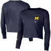 Women's Nike Navy Michigan Wolverines 2-Hit Cropped Long Sleeve T-Shirt