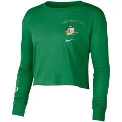 Women's Nike Green Oregon Ducks 2-Hit Cropped Long Sleeve T-Shirt -Nike Clothing store 5386949 ALT2