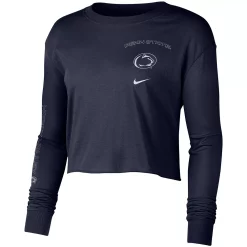 Women's Nike Navy Penn State Nittany Lions 2-Hit Cropped Long Sleeve T-Shirt -Nike Clothing store 5387106 ALT2